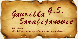 Gavrilka Sarafijanović vizit kartica
